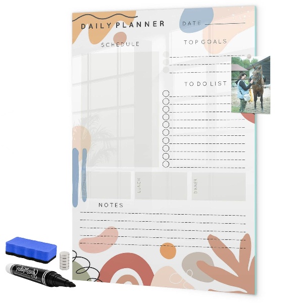Tableau magnétique effaçable Agenda quotidien avec espace pour photos