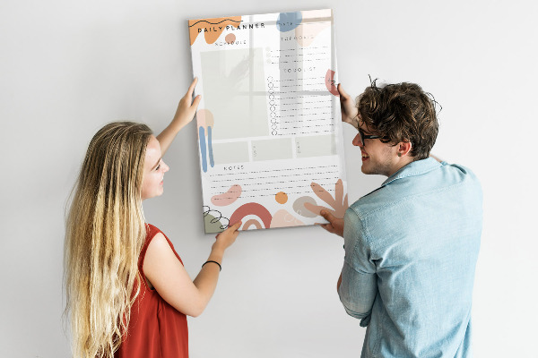 Tableau magnétique effaçable Agenda quotidien avec espace pour photos