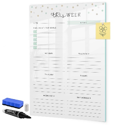 Tableau magnétique effaçable Agenda hebdomadaire avec espace pour les notes
