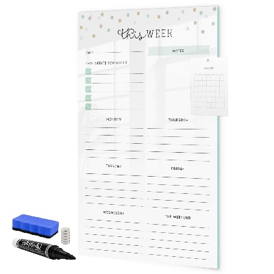 Tableau magnétique effaçable Agenda hebdomadaire avec espace pour les notes