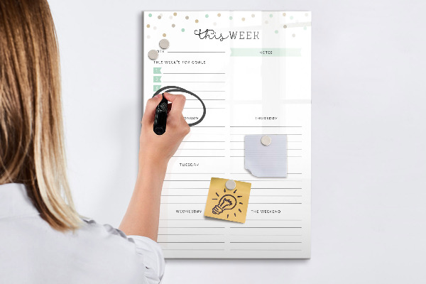 Tableau magnétique effaçable Agenda hebdomadaire avec espace pour les notes