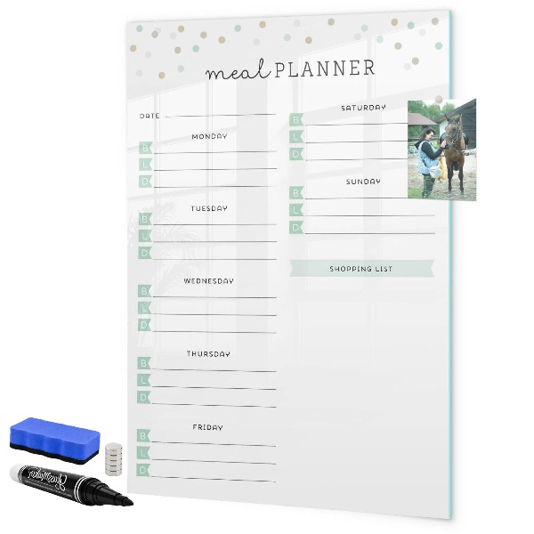 Tableau effaçable magnétique Planificateur de repas pour toute la semaine