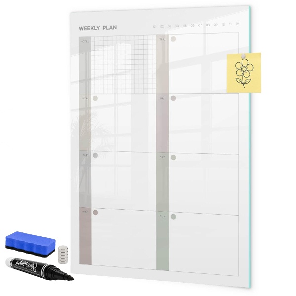 Tableau effaçable magnétique Plan hebdomadaire avec espace pour photos