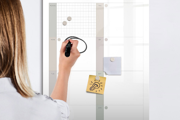 Tableau effaçable magnétique Plan hebdomadaire avec espace pour photos