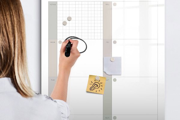 Tableau effaçable magnétique Plan hebdomadaire avec espace pour photos