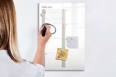 Tableau effaçable magnétique Plan hebdomadaire avec espace pour photos