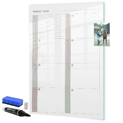 Tableau effaçable magnétique Plan hebdomadaire avec espace pour photos