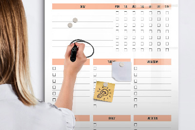 Tableau effaçable magnétique Liste des tâches de nettoyage
