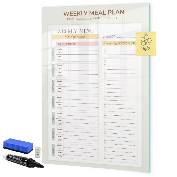 Tableau magnétique effaçable Plan de repas pour chaque semaine
