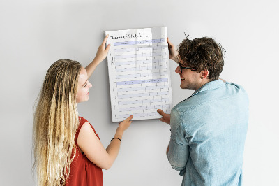 Tableau magnétique effaçable Programme de nettoyage mensuel