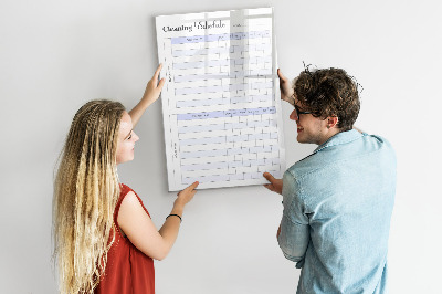 Tableau magnétique effaçable Programme de nettoyage mensuel