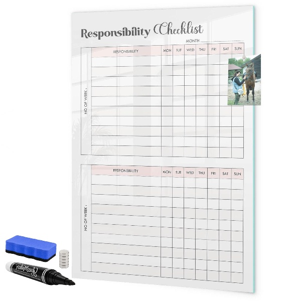 Tableau magnétique effaçable Liste des responsabilités pour chaque mois