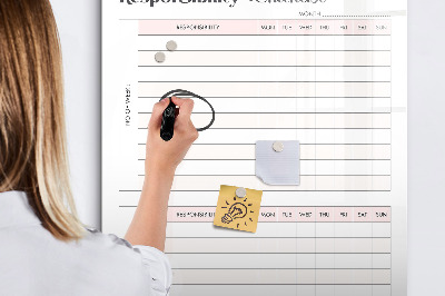 Tableau magnétique effaçable Liste des responsabilités pour chaque mois