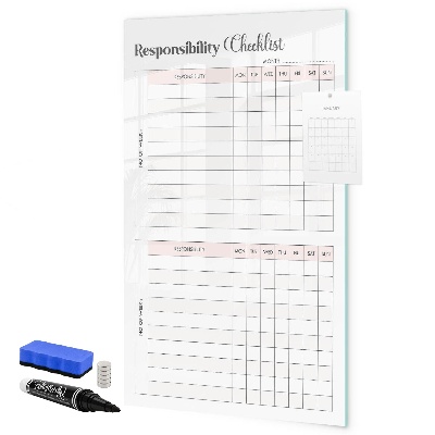 Tableau magnétique effaçable Liste des responsabilités pour chaque mois