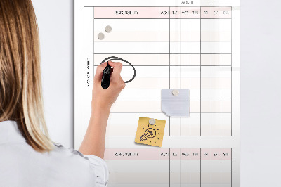 Tableau magnétique effaçable Liste des responsabilités pour chaque mois