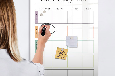 Tableau effaçable magnétique Planificateur de repas pour toute la semaine