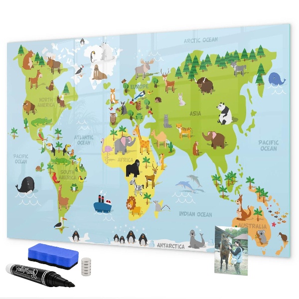 Tableau magnétique effaçable Carte interactive avec photos et notes