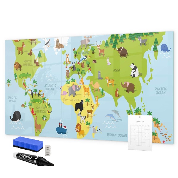 Tableau magnétique effaçable Carte interactive avec photos et notes