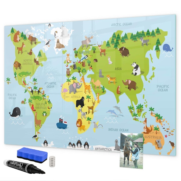 Tableau magnétique effaçable Carte interactive avec photos et notes