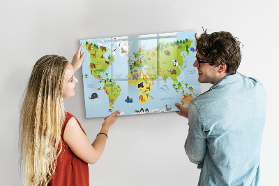 Tableau magnétique effaçable Carte interactive avec photos et notes