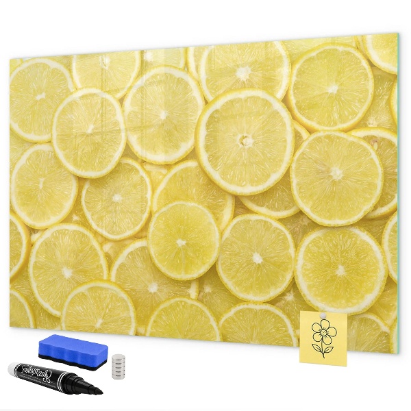 Tableau effaçable magnétique Motif citron avec photos et accessoires