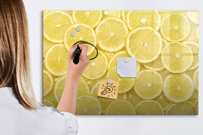 Tableau effaçable magnétique Motif citron avec photos et accessoires