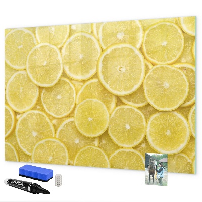 Tableau effaçable magnétique Motif citron avec photos et accessoires
