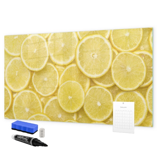 Tableau effaçable magnétique Motif citron avec photos et accessoires