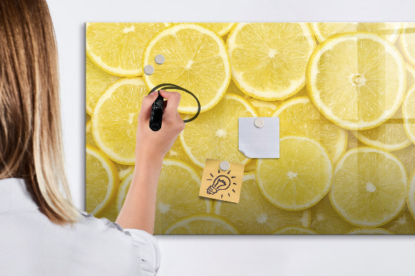 Tableau effaçable magnétique Motif citron avec photos et accessoires