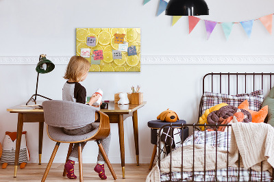 Tableau effaçable magnétique Motif citron avec photos et accessoires