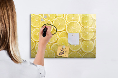 Tableau effaçable magnétique Motif citron avec photos et accessoires