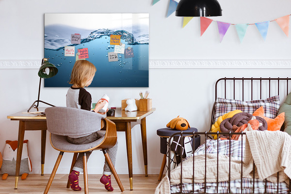 Tableau effaçable magnétique Fond aquatique avec photos et accessoires