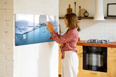 Tableau effaçable magnétique Fond aquatique avec photos et accessoires
