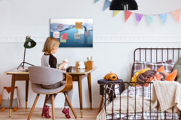Tableau effaçable magnétique Fond aquatique avec photos et accessoires