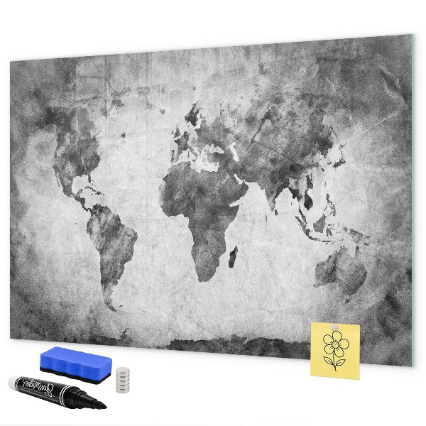 Tableau magnétique effaçable Carte du monde avec photos personnelles
