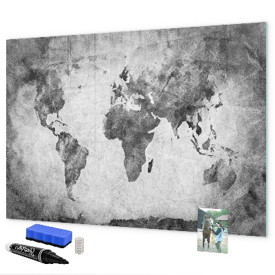 Tableau magnétique effaçable Carte du monde avec photos personnelles