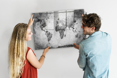 Tableau magnétique effaçable Carte du monde avec photos personnelles
