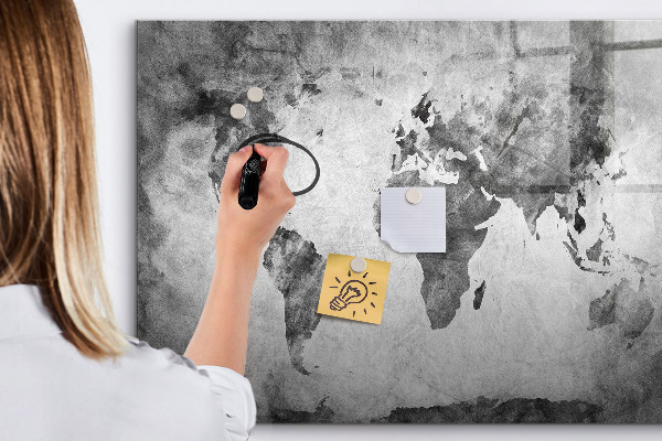 Tableau magnétique effaçable Carte du monde avec photos personnelles
