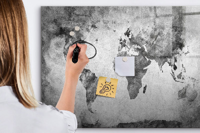 Tableau magnétique effaçable Carte du monde avec photos personnelles
