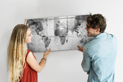 Tableau magnétique effaçable Carte du monde avec photos personnelles
