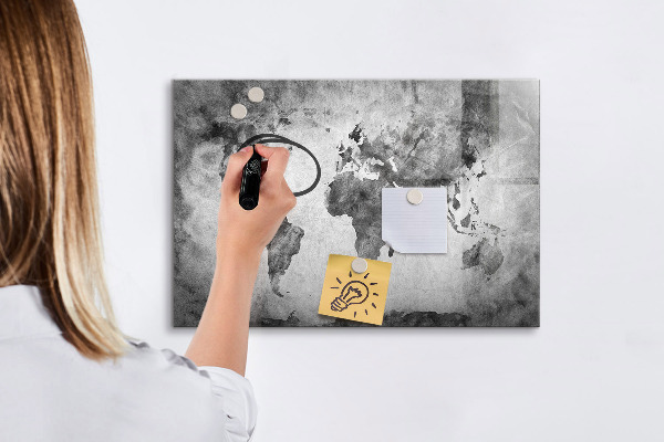 Tableau magnétique effaçable Carte du monde avec photos personnelles