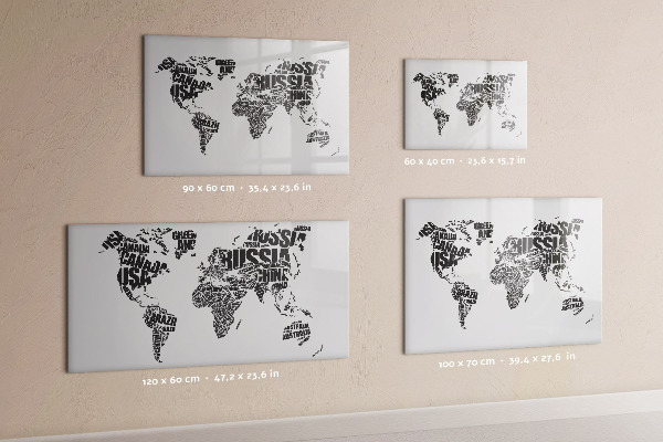Tableau effaçable magnétique Une carte du monde avec des souvenirs personnels