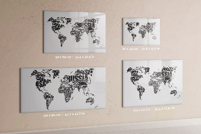 Tableau effaçable magnétique Une carte du monde avec des souvenirs personnels