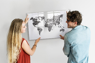 Tableau effaçable magnétique Une carte du monde avec des souvenirs personnels