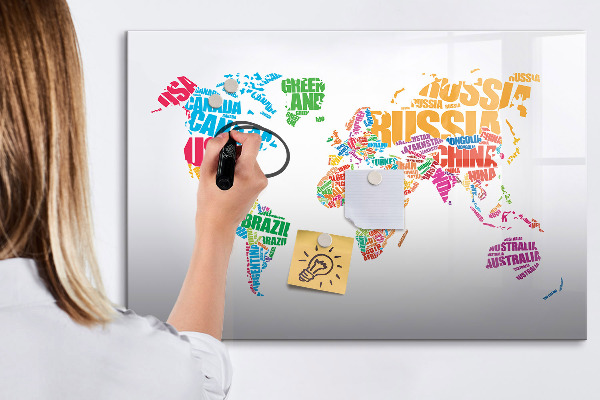 Tableau magnétique effaçable Le monde en mots et en photos colorés