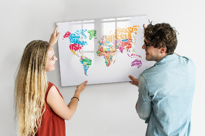 Tableau magnétique effaçable Le monde en mots et en photos colorés