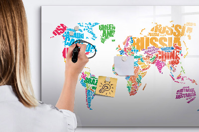 Tableau magnétique effaçable Le monde en mots et en photos colorés