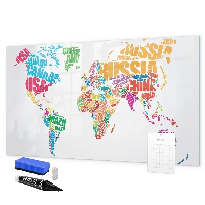 Tableau magnétique effaçable Le monde en mots et en photos colorés