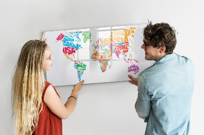 Tableau magnétique effaçable Le monde en mots et en photos colorés
