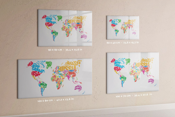 Tableau magnétique effaçable Le monde en mots et en photos colorés